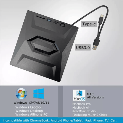 Clyro™ - Slim External Drive for Discs, Cards and Backups