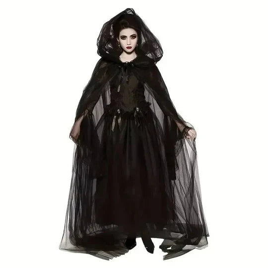Noctra™ - Hooded Tulle Cape For Effortless Spooky Style