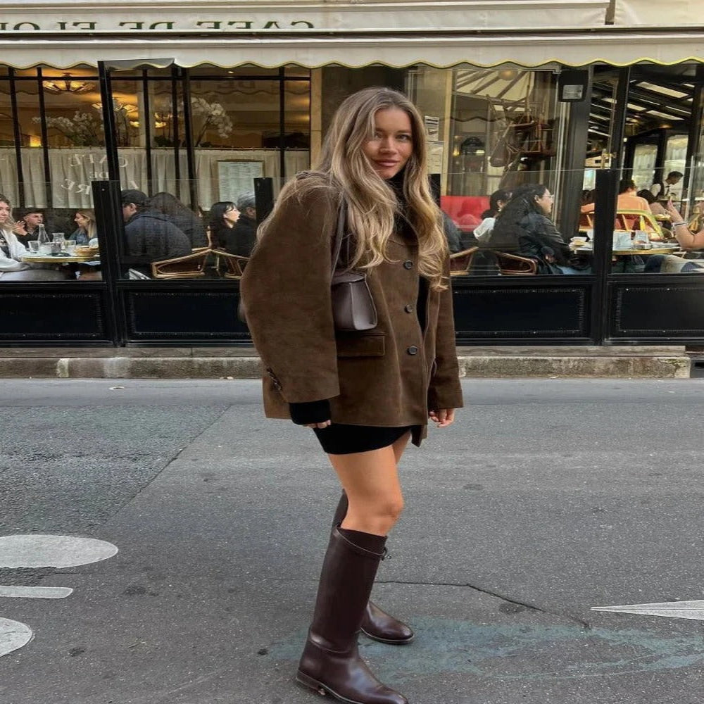 Eloria™ - Polished Suede Jacket For Transitional Days