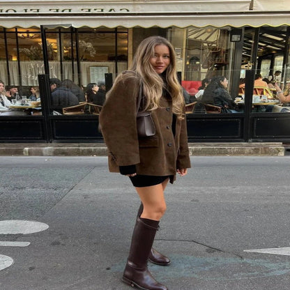 Eloria™ - Polished Suede Jacket For Transitional Days