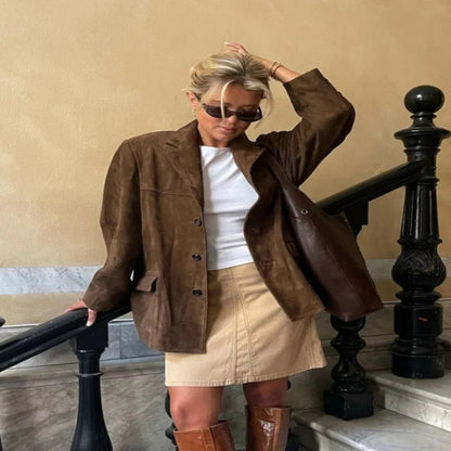 Eloria™ - Polished Suede Jacket For Transitional Days