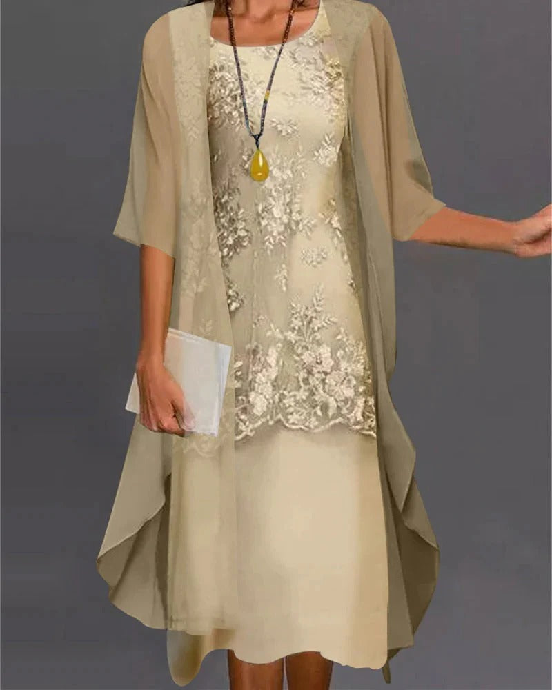 Velora™ - Semi-Sheer Two-Piece Dress For Formal Evenings