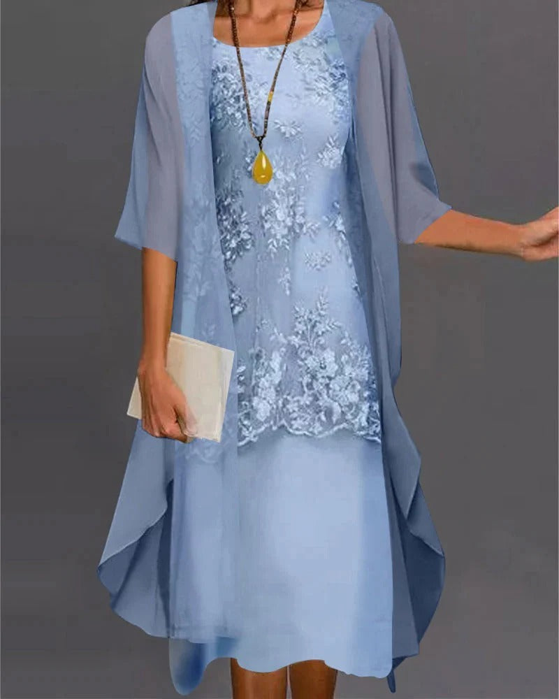 Velora™ - Semi-Sheer Two-Piece Dress For Formal Evenings