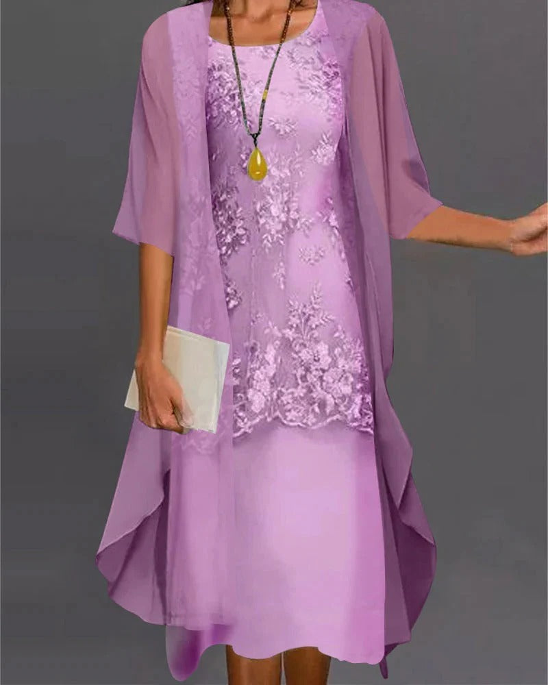 Velora™ - Semi-Sheer Two-Piece Dress For Formal Evenings