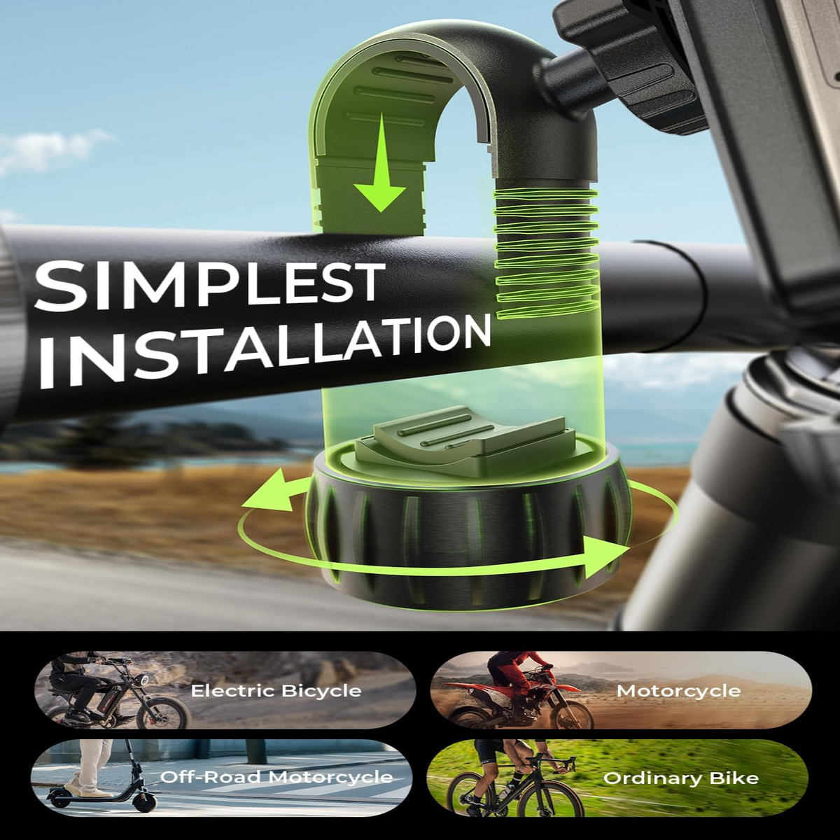 Velora™ - Stable Four-Corner Grip for Bike Navigation