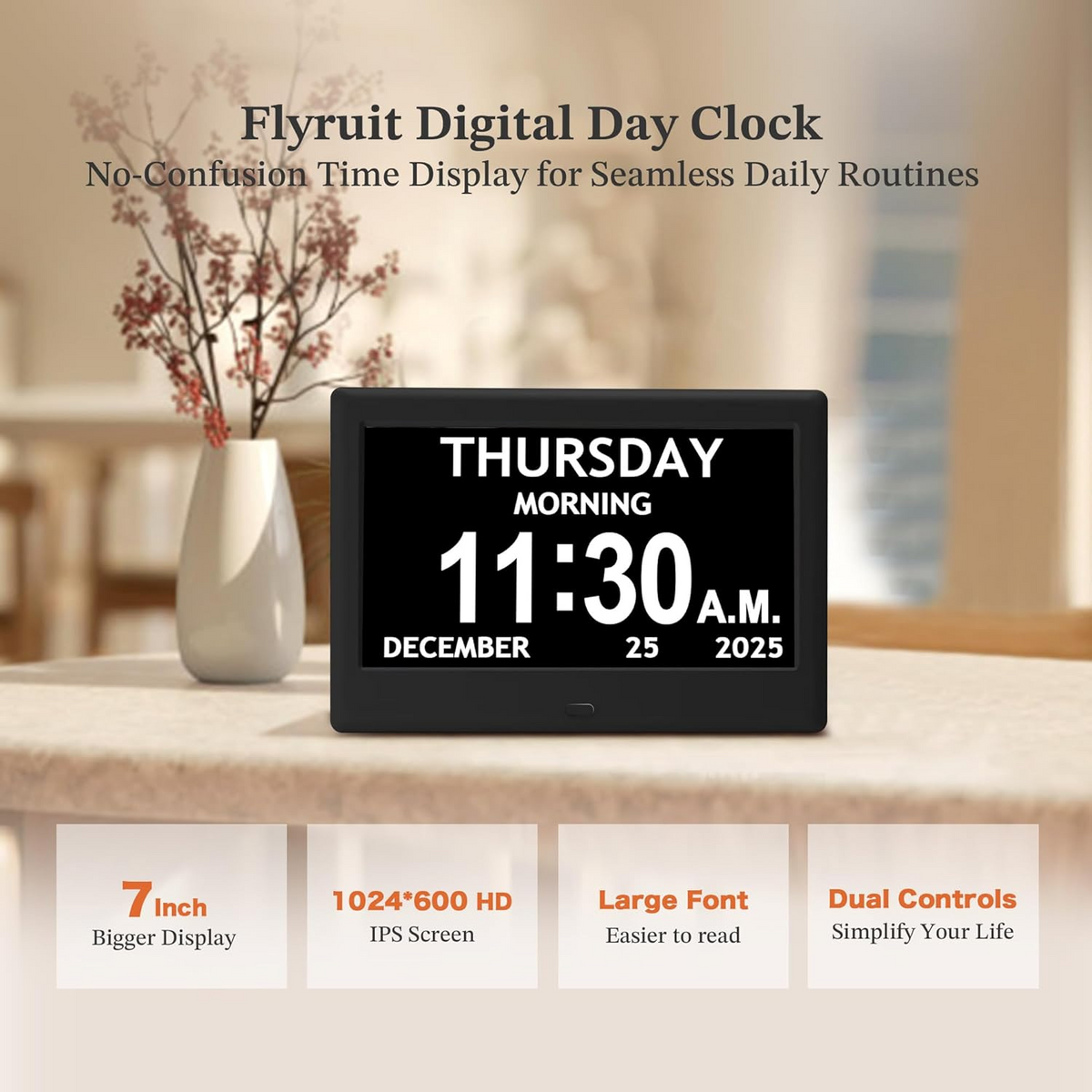 Chrona™ - Large-Text Visual Clock For Daily Routines
