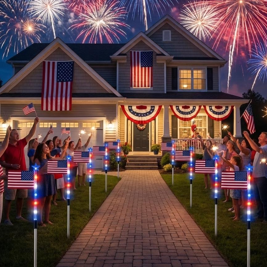 Lumara™ - Festive Red White Blue Pathway Lighting