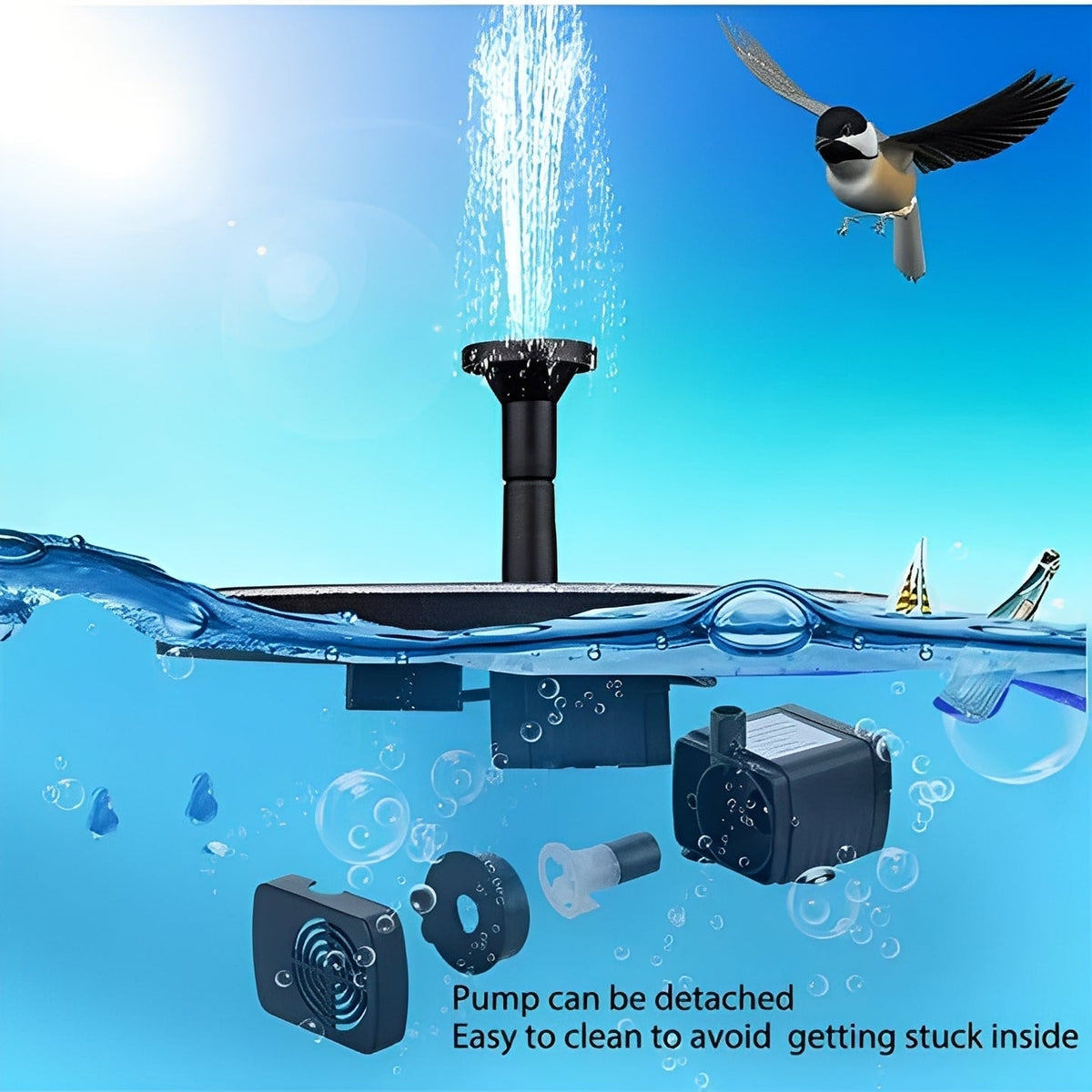 Aquira™ - Adds Gentle Motion to Birdbaths and Ponds