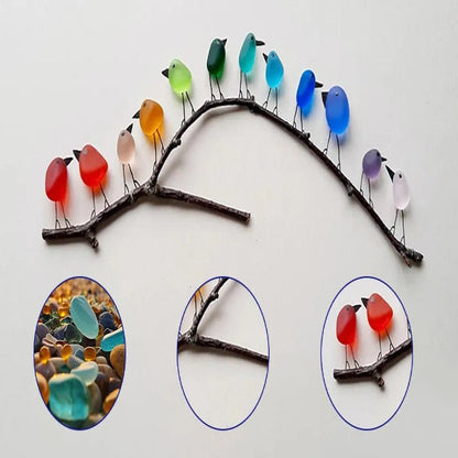 Marivue™ - Handcrafted Sea Glass Birds In Driftwood