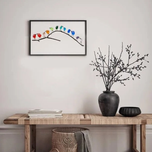 Marivue™ - Handcrafted Sea Glass Birds In Driftwood