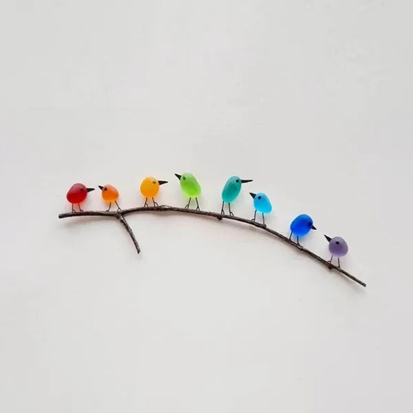 Marivue™ - Handcrafted Sea Glass Birds In Driftwood