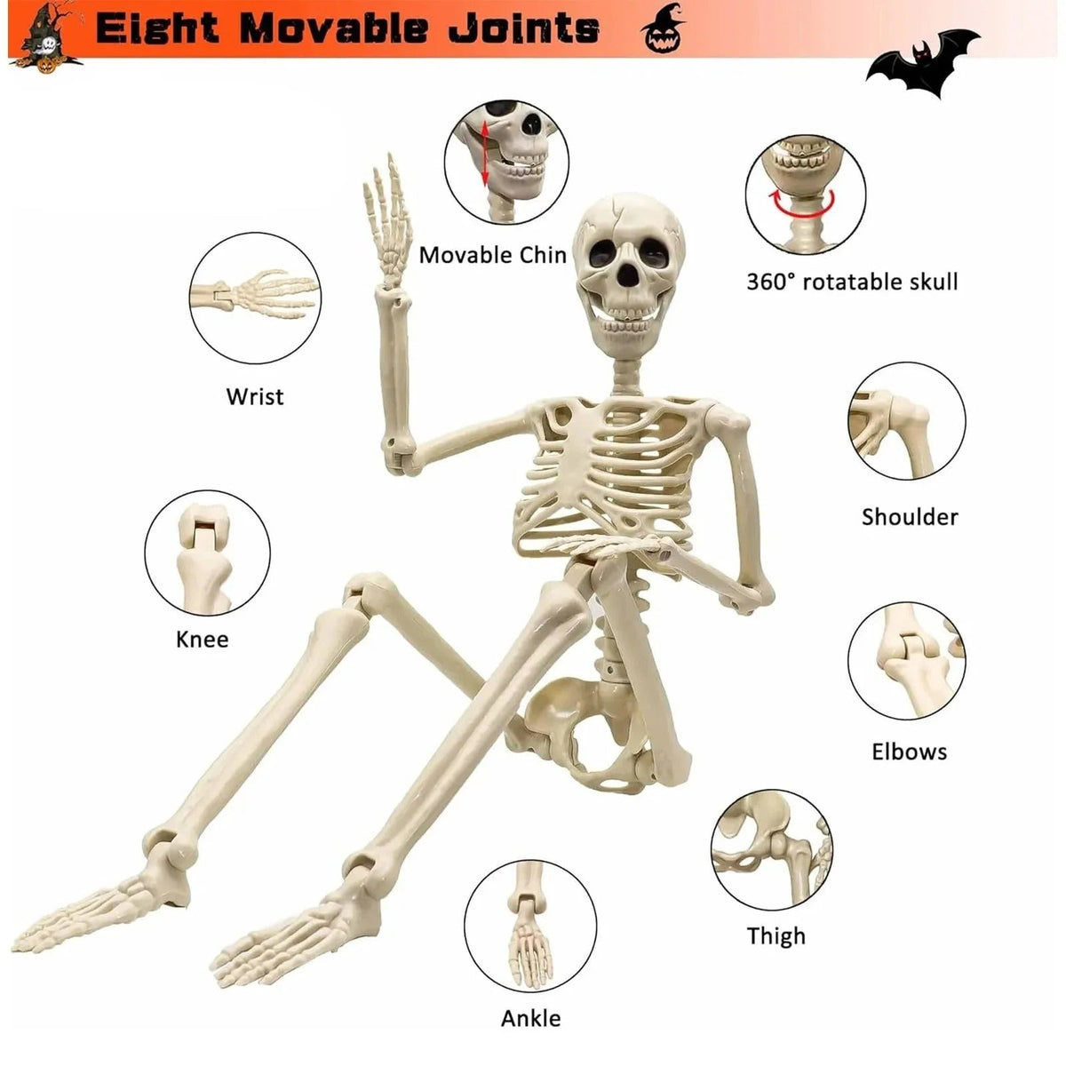 Grimor™ - Poseable 35.4-Inch Skeleton for Indoor or Outdoor