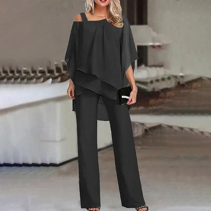 Vellia™ - Tailored Cold-Shoulder Set For Everyday Elegance