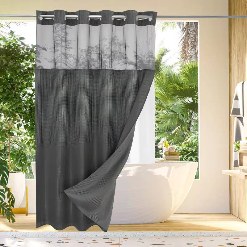Nuvell™ - Hookless Shower Curtain With Integrated Liner And Light-Filtering Mesh