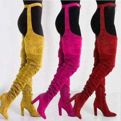 Sylena™ - Slouchy Thigh-High Boots With Belted Waist