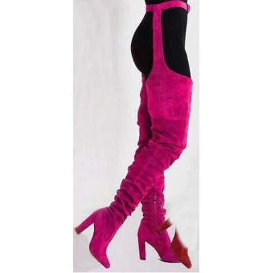 Sylena™ - Slouchy Thigh-High Boots With Belted Waist