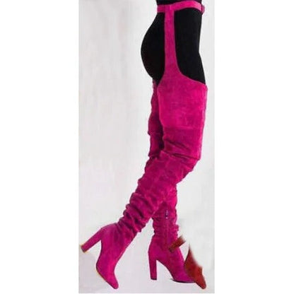Sylena™ - Slouchy Thigh-High Boots With Belted Waist