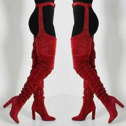 Sylena™ - Slouchy Thigh-High Boots With Belted Waist