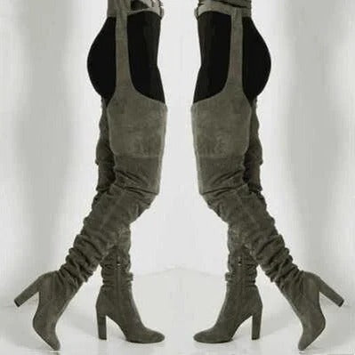 Sylena™ - Slouchy Thigh-High Boots With Belted Waist