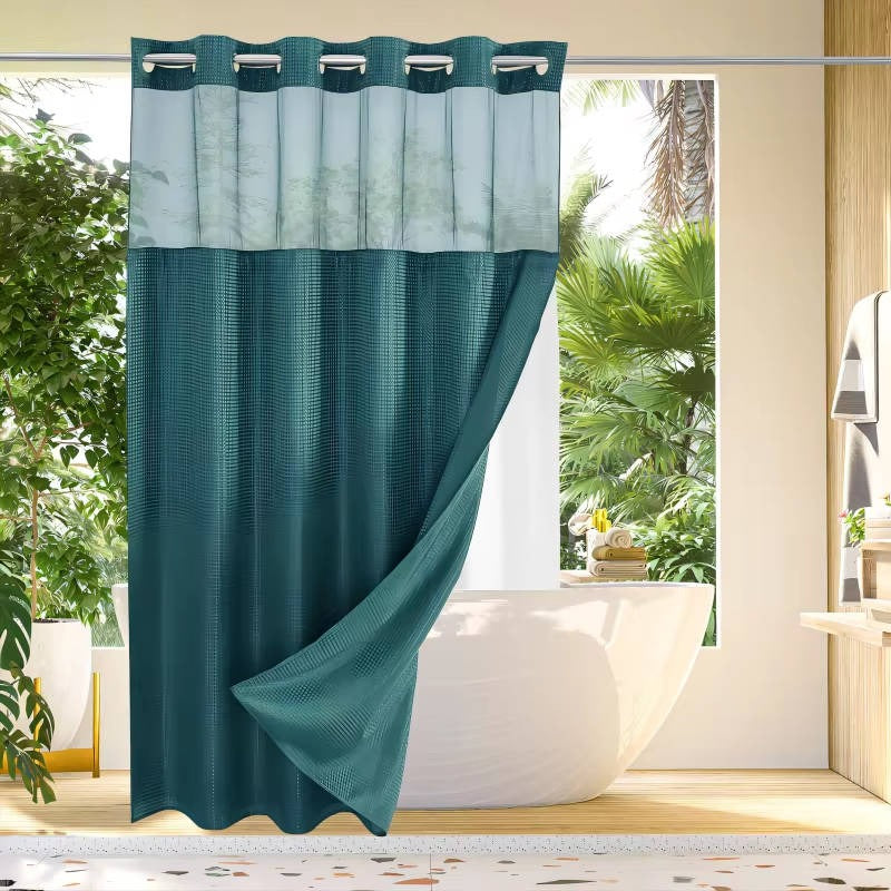 Nuvell™ - Hookless Shower Curtain With Integrated Liner And Light-Filtering Mesh