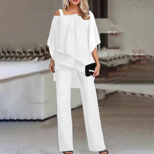 Vellia™ - Tailored Cold-Shoulder Set For Everyday Elegance