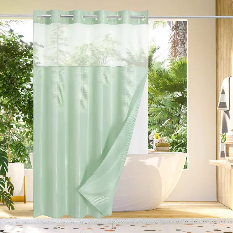 Nuvell™ - Hookless Shower Curtain With Integrated Liner And Light-Filtering Mesh