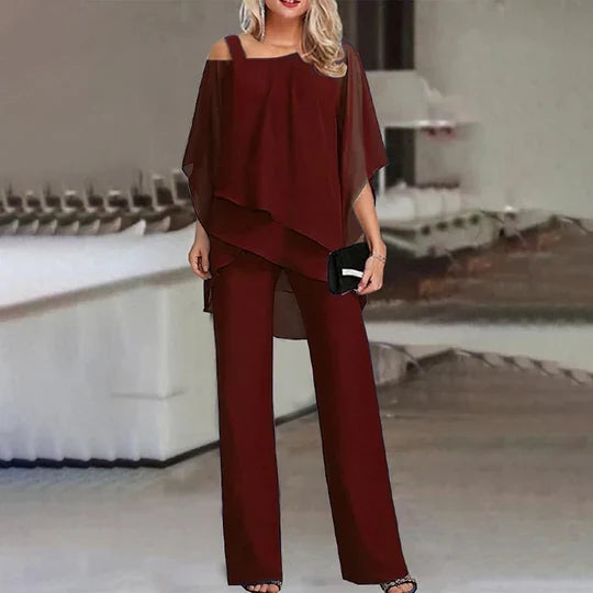 Vellia™ - Tailored Cold-Shoulder Set For Everyday Elegance