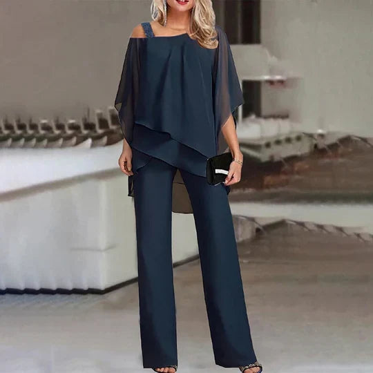 Vellia™ - Tailored Cold-Shoulder Set For Everyday Elegance