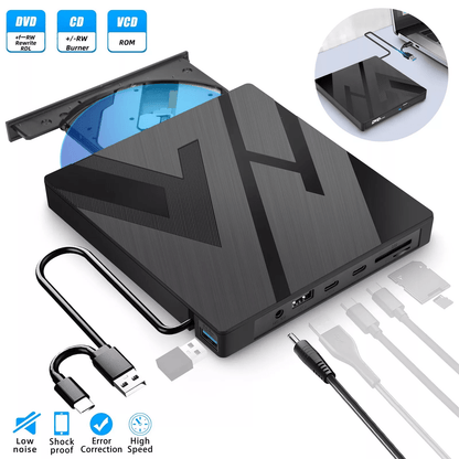 Clyro™ - Slim External Drive for Discs, Cards and Backups