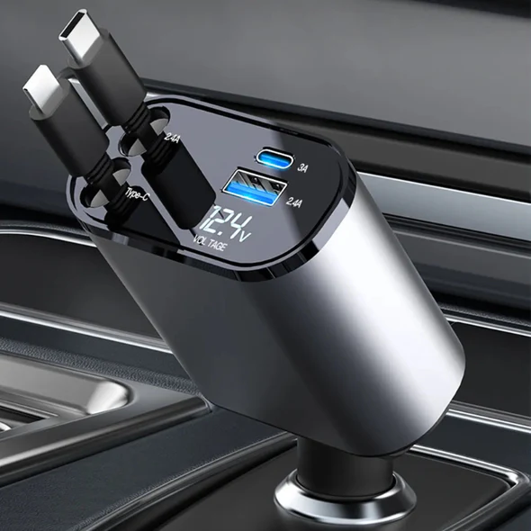 Lumora™ - Tidy Dual-Retractable Car Charging Solution