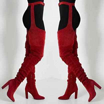 Vela™ - Sleek Thigh‑High Suede‑Look Boots