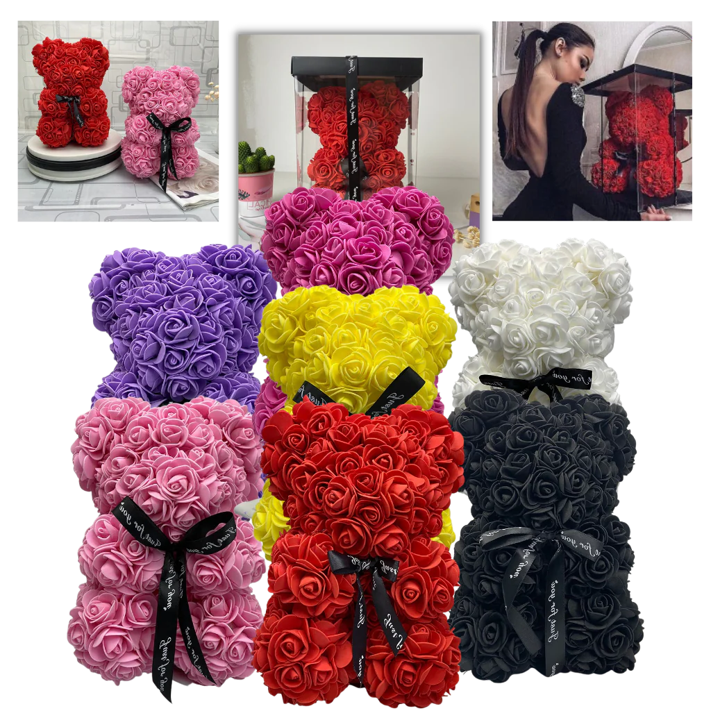 Rosette™ - Keepsake Rose Bear for Lasting Display