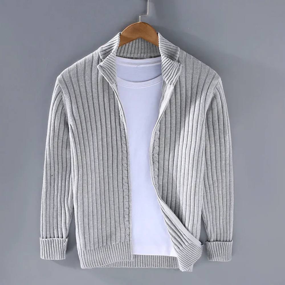 Vellor™ - Refined Slim Zip Cardigan For Layered Wear