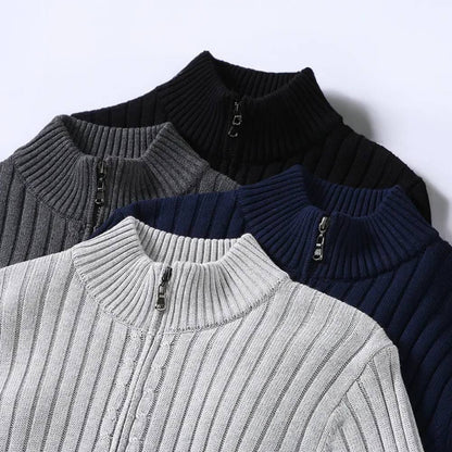 Vellor™ - Refined Slim Zip Cardigan For Layered Wear