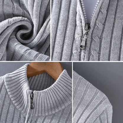 Vellor™ - Refined Slim Zip Cardigan For Layered Wear