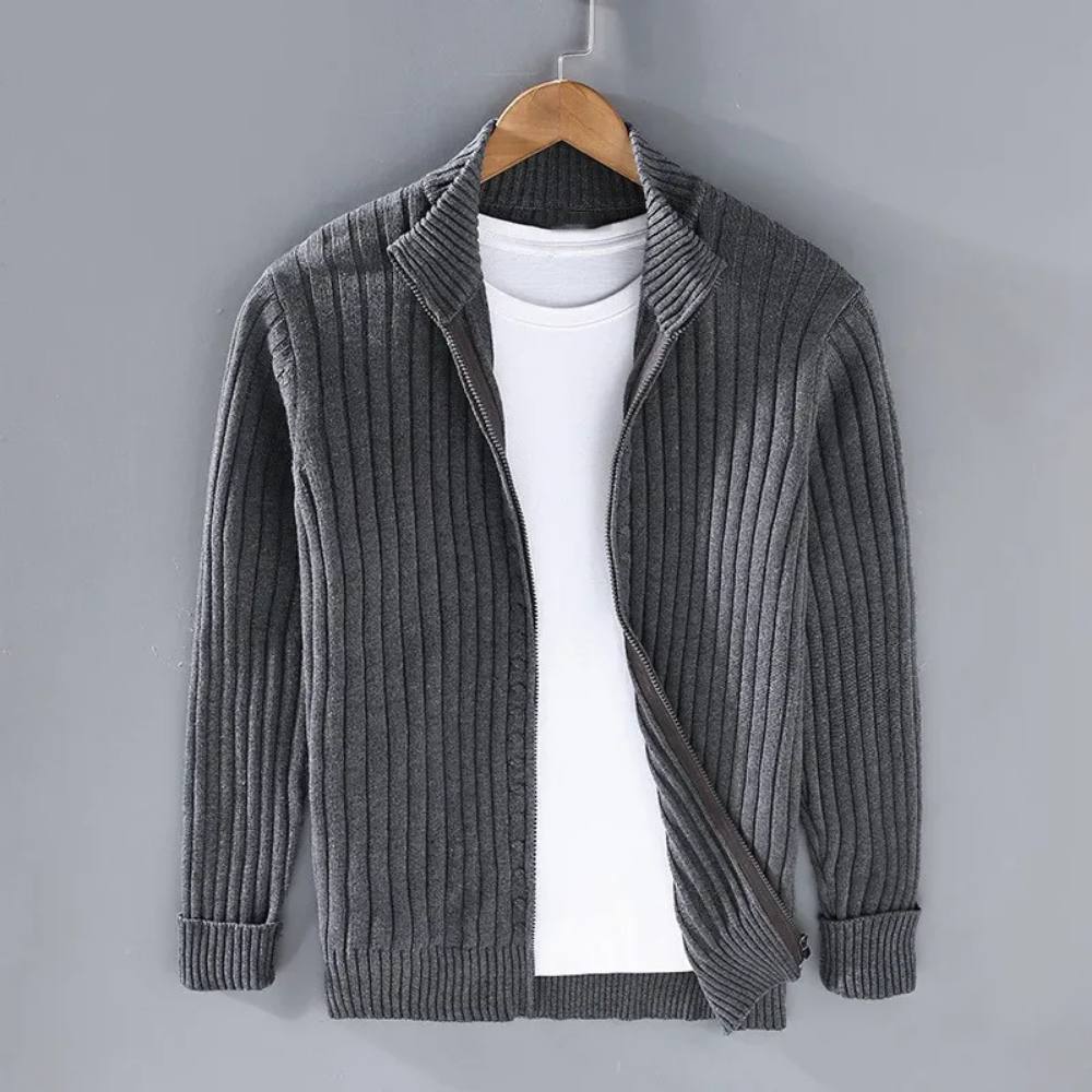 Vellor™ - Refined Slim Zip Cardigan For Layered Wear