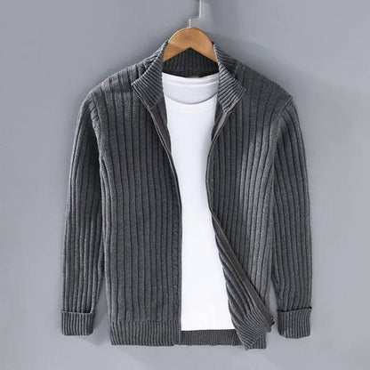 Vellor™ - Refined Slim Zip Cardigan For Layered Wear