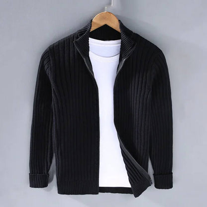 Vellor™ - Refined Slim Zip Cardigan For Layered Wear