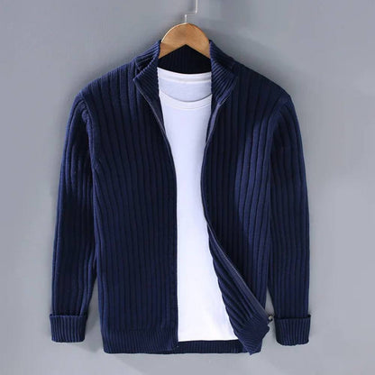 Vellor™ - Refined Slim Zip Cardigan For Layered Wear