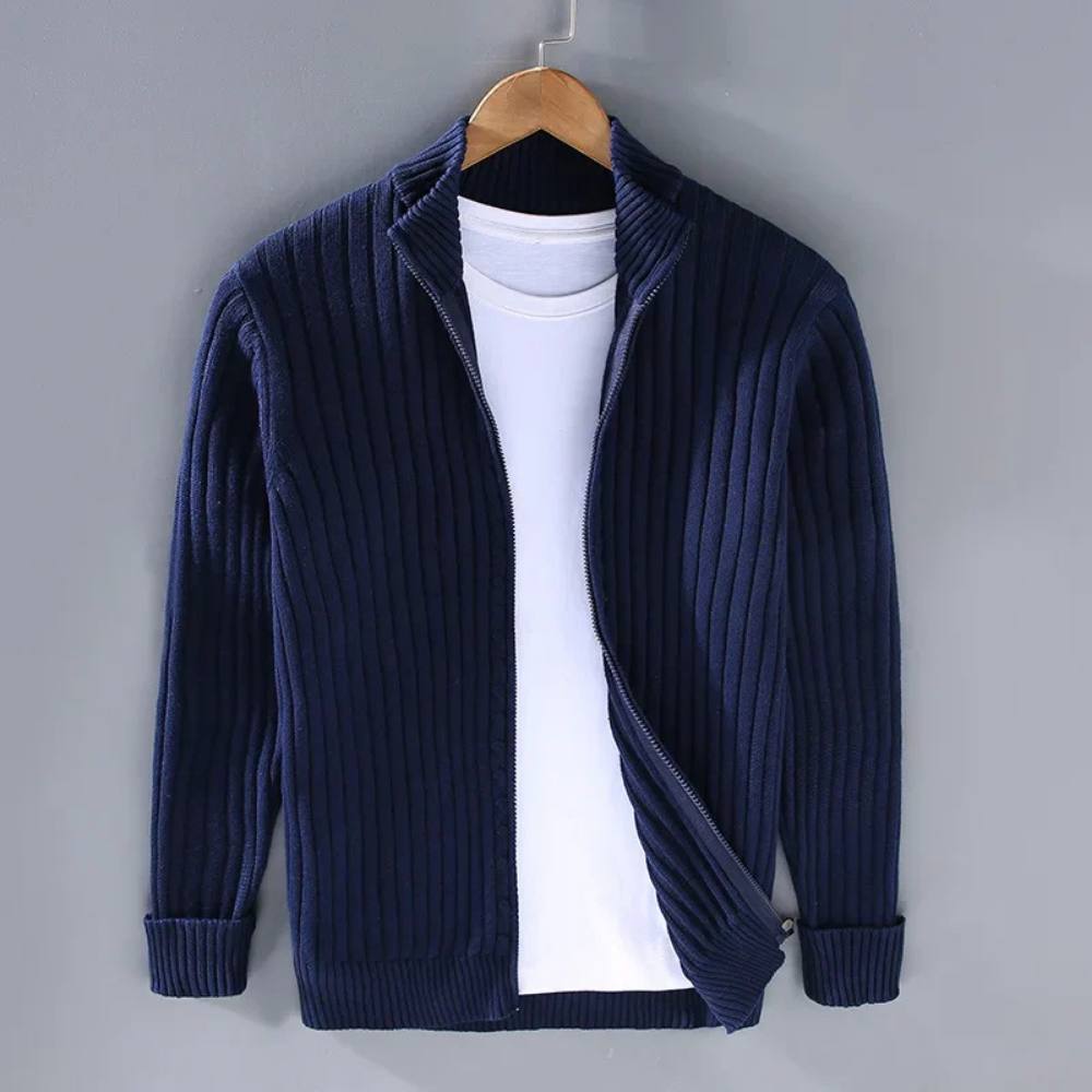 Vellor™ - Refined Slim Zip Cardigan For Layered Wear