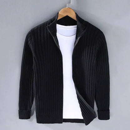Vellor™ - Refined Slim Zip Cardigan For Layered Wear